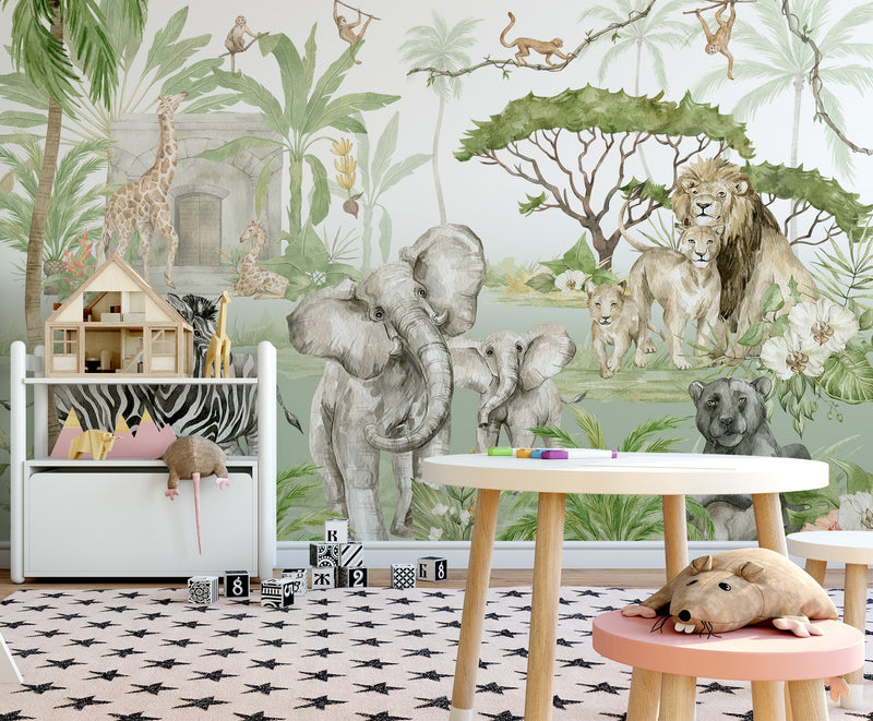 SAFARI wallpaper for children with animals