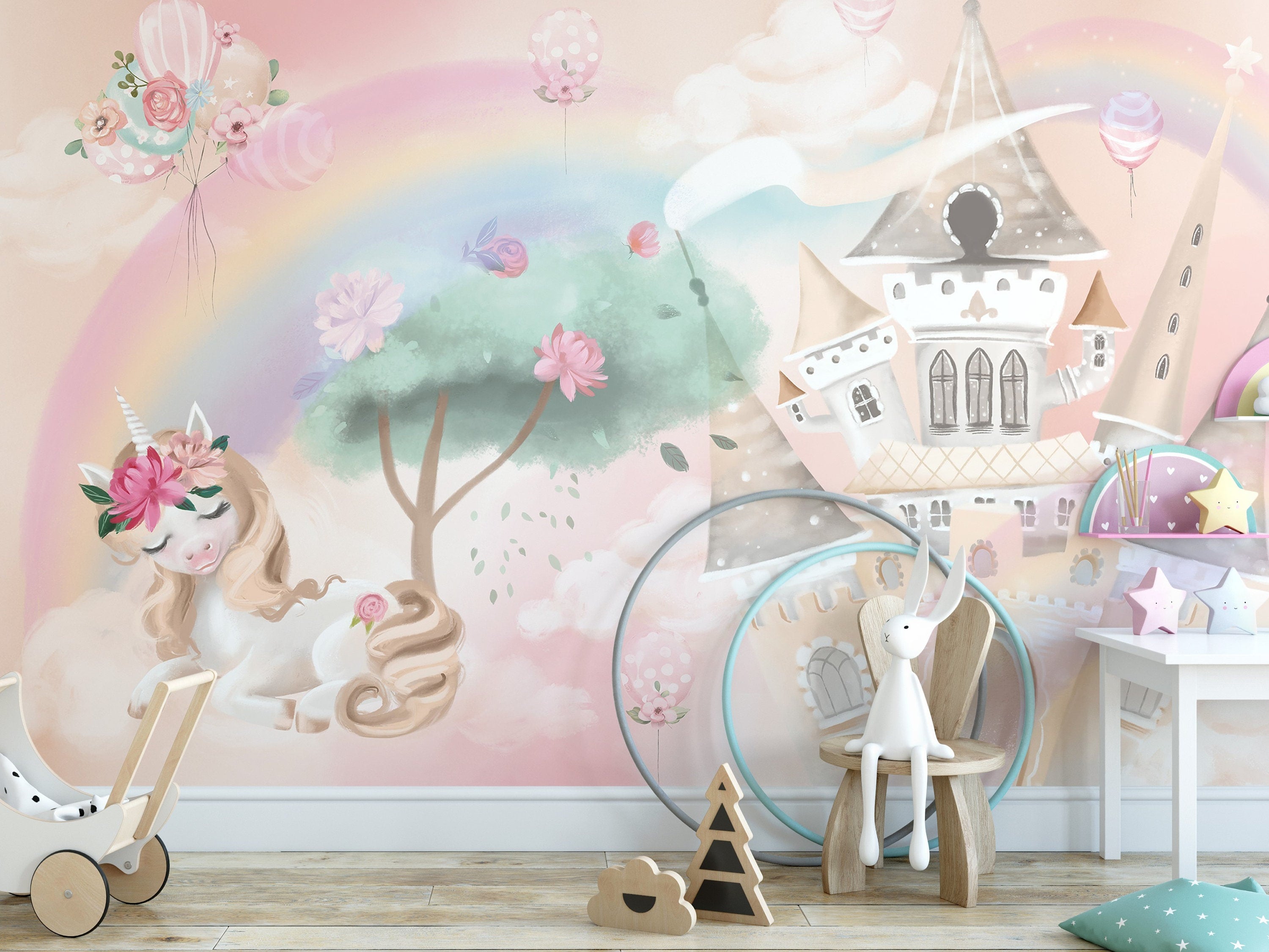 Unicorn and Castle Princess Wall Mural – MiMA Interiors