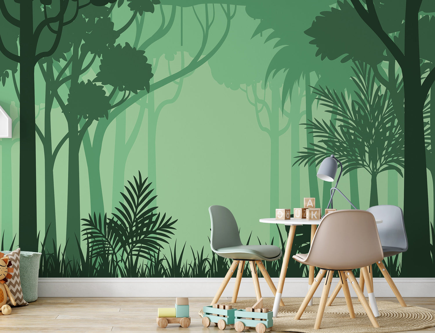 Green Forest Mural Wallpaper, Green Trees Wallpaper