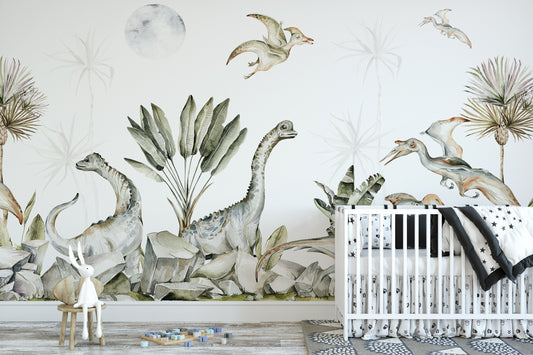 Dinosaur Wallpaper Wall, Nursery Wallpaper, Dino Nursery Decor