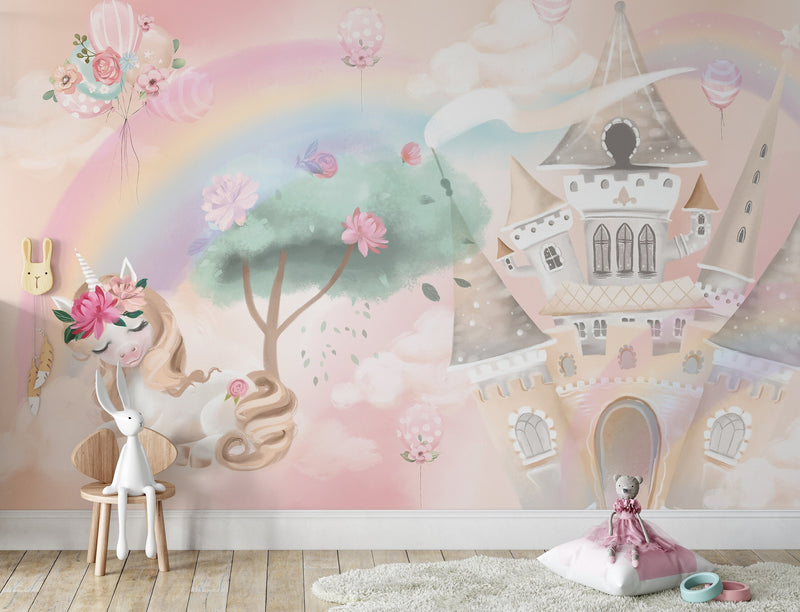 Unicorn and Castle Princess Wall Mural