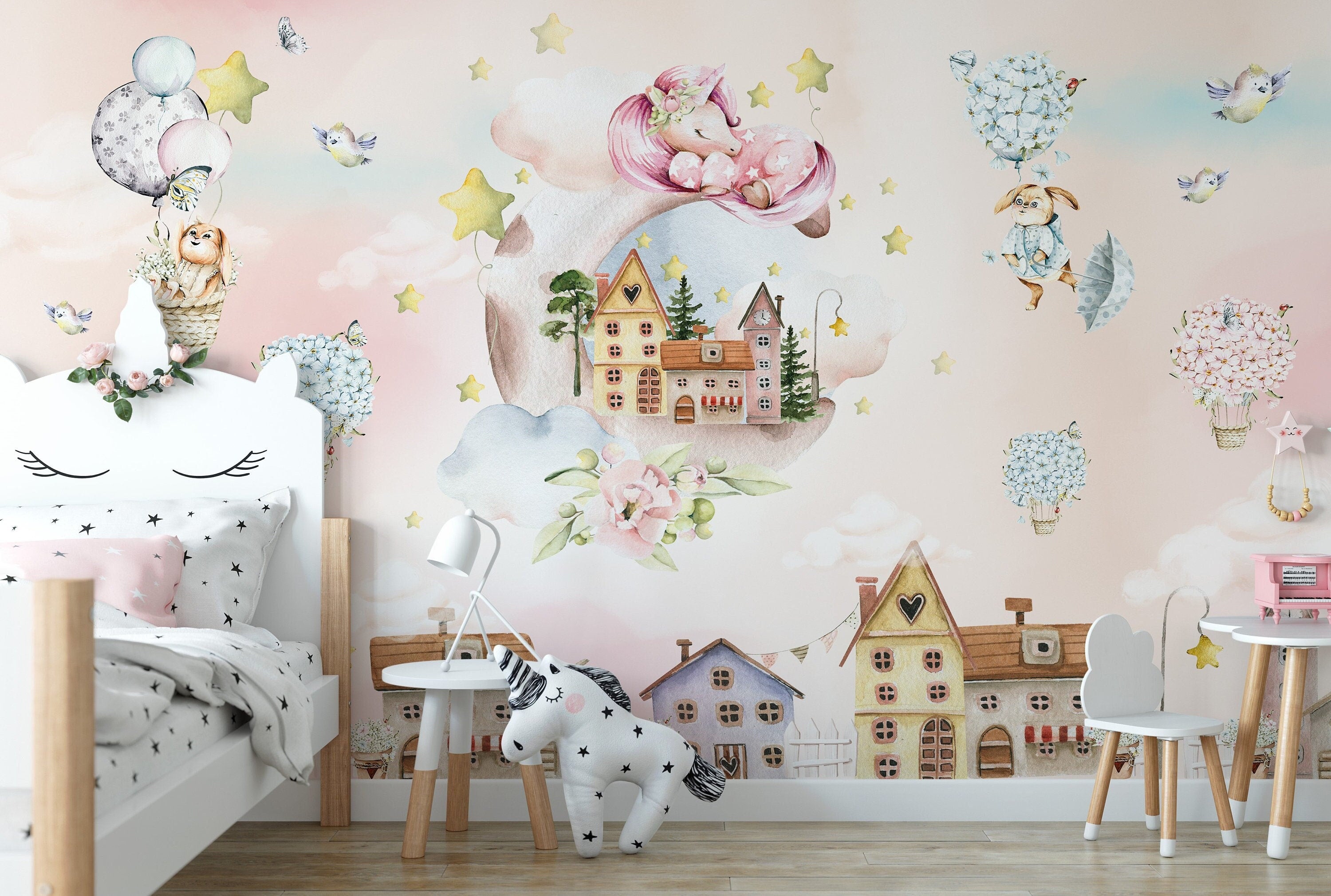 Sleepy Unicorn Wall Mural – MiMA Interiors