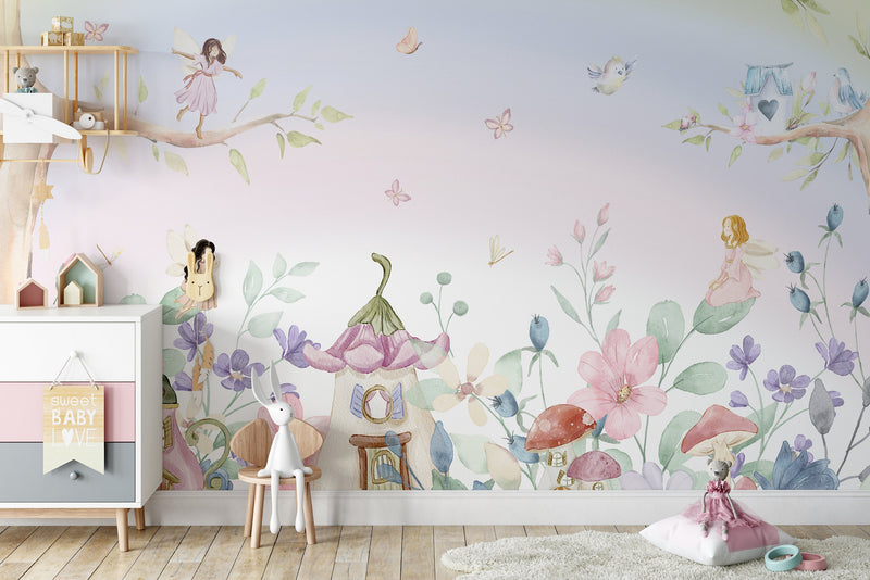 Fairy Mural Wallpaper, Nursery Wallpaper