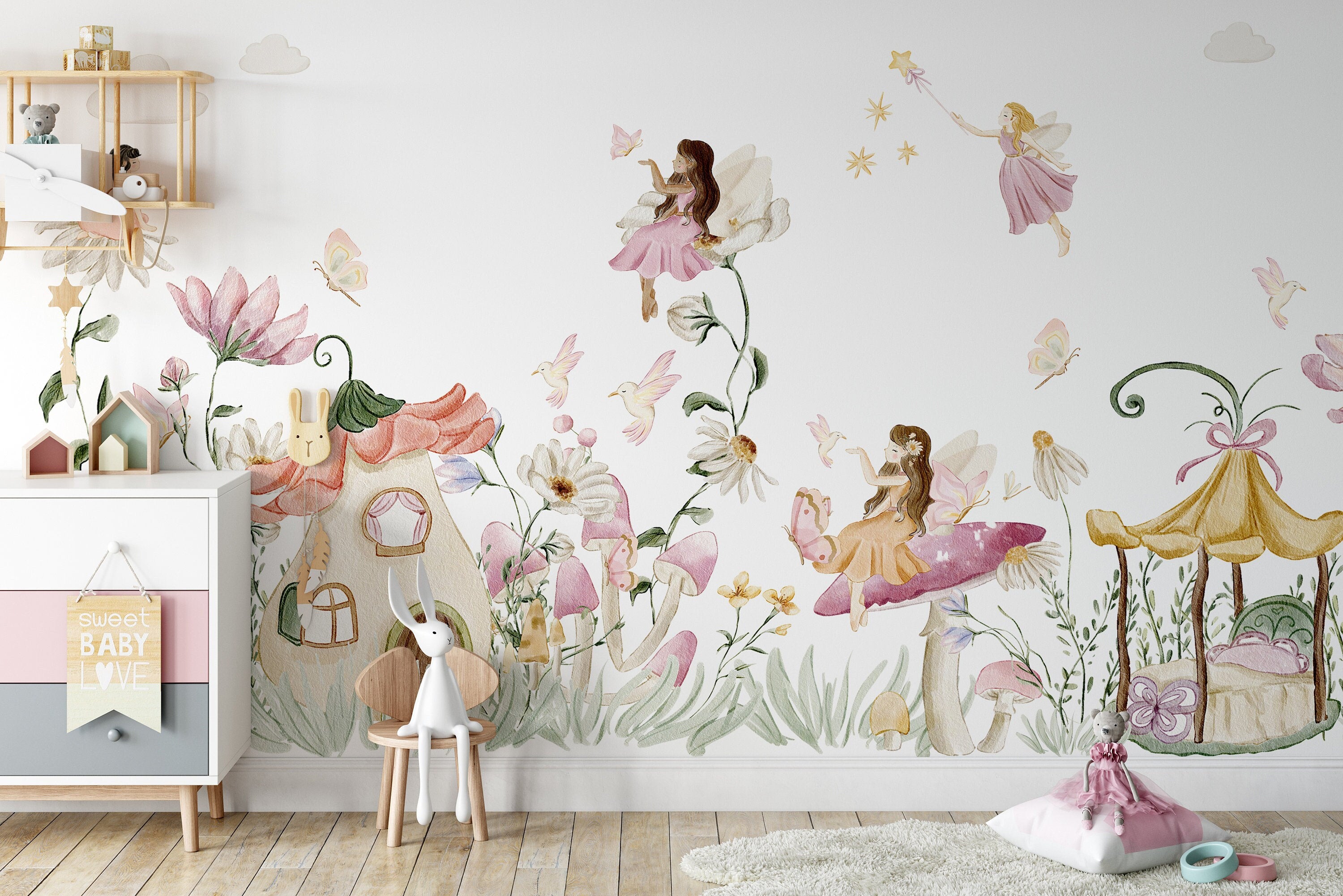 Fairy Mural Wallpaper, Secret Garden Wallpaper – MiMA Interiors