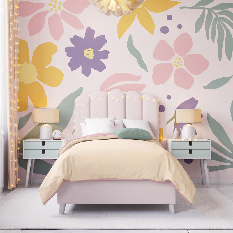 Pastel Flowers Wall Mural