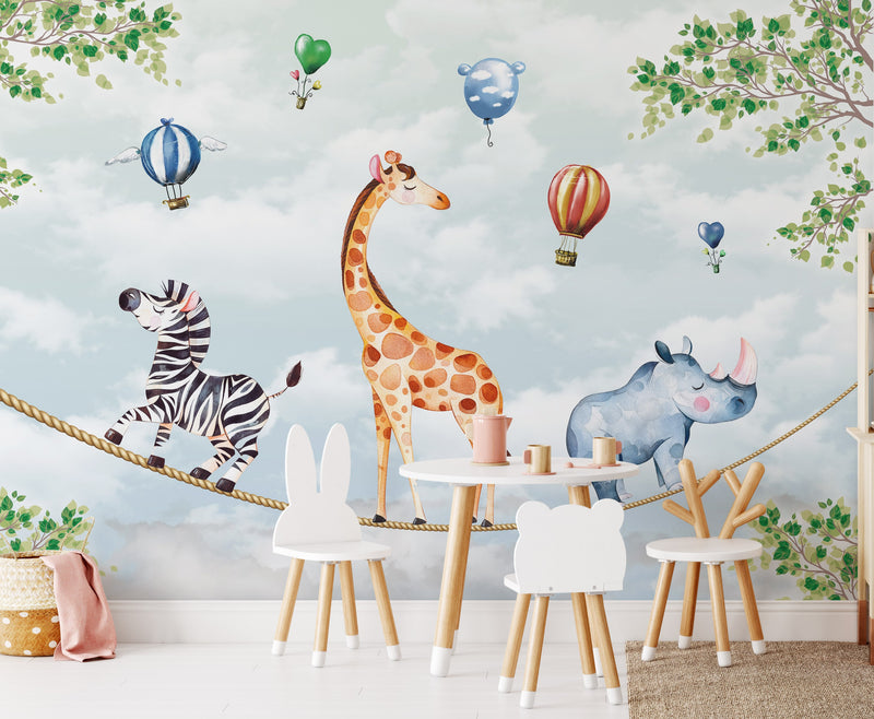 Colourful Safari Team Wall Mural