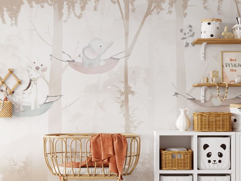 Soft Jungle Hammocks Wall Mural