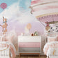 Hot Air Balloons Pink Wall Mural