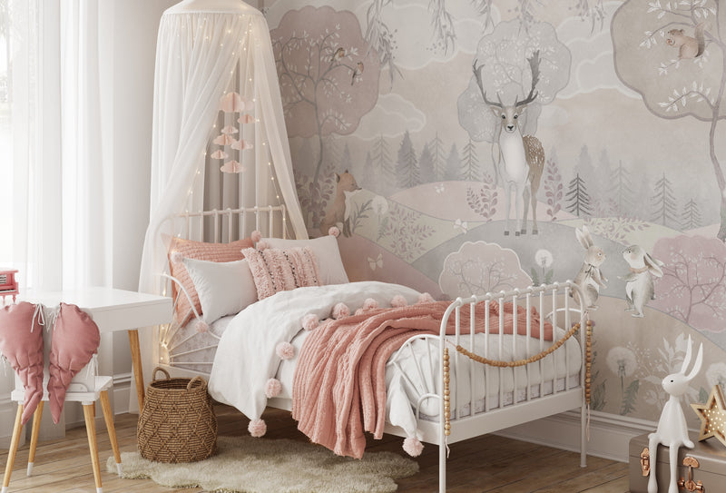 Lush Pink Forest Wall Mural