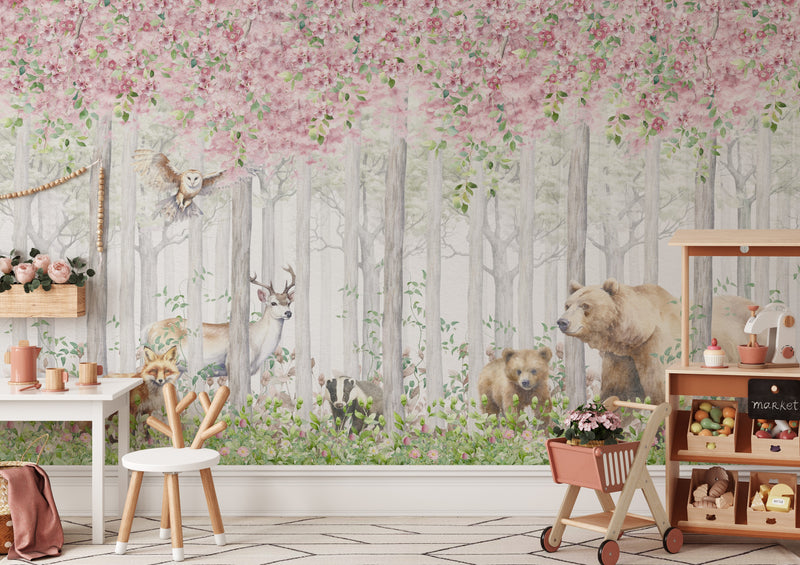 Bears and Lush Forest Wall Mural