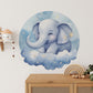 Blue Elephant Round Wall Sticker