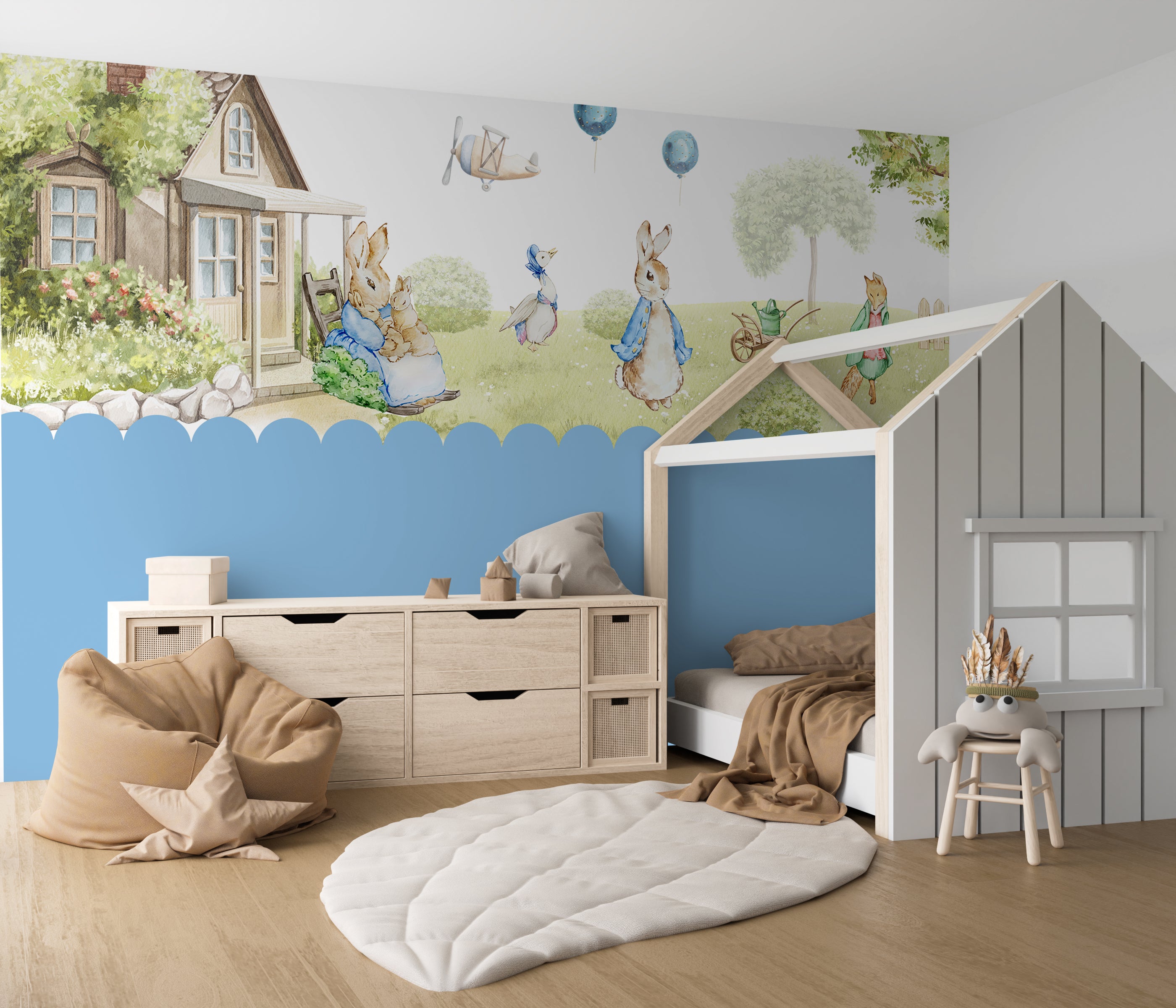 Scallops and Peter Rabbit Mural MiMA Interiors