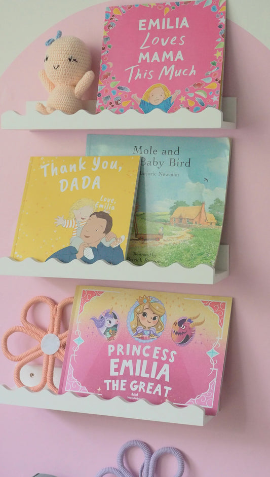 Children bookshelf set with pink background sticker