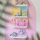 Children bookshelf set with pink background sticker