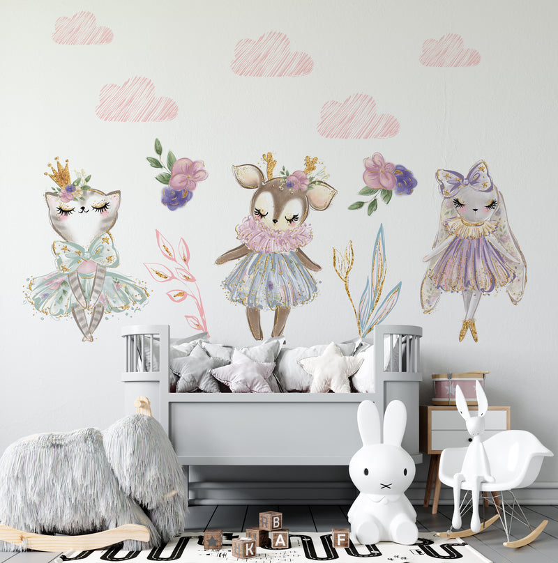 Three Animal Princess Wall Stickers