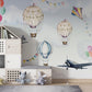 Hot Air Balloon Wallpaper, Clouds and Planes Mural