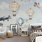 Hot Air Balloon Wallpaper, Clouds and Planes Mural