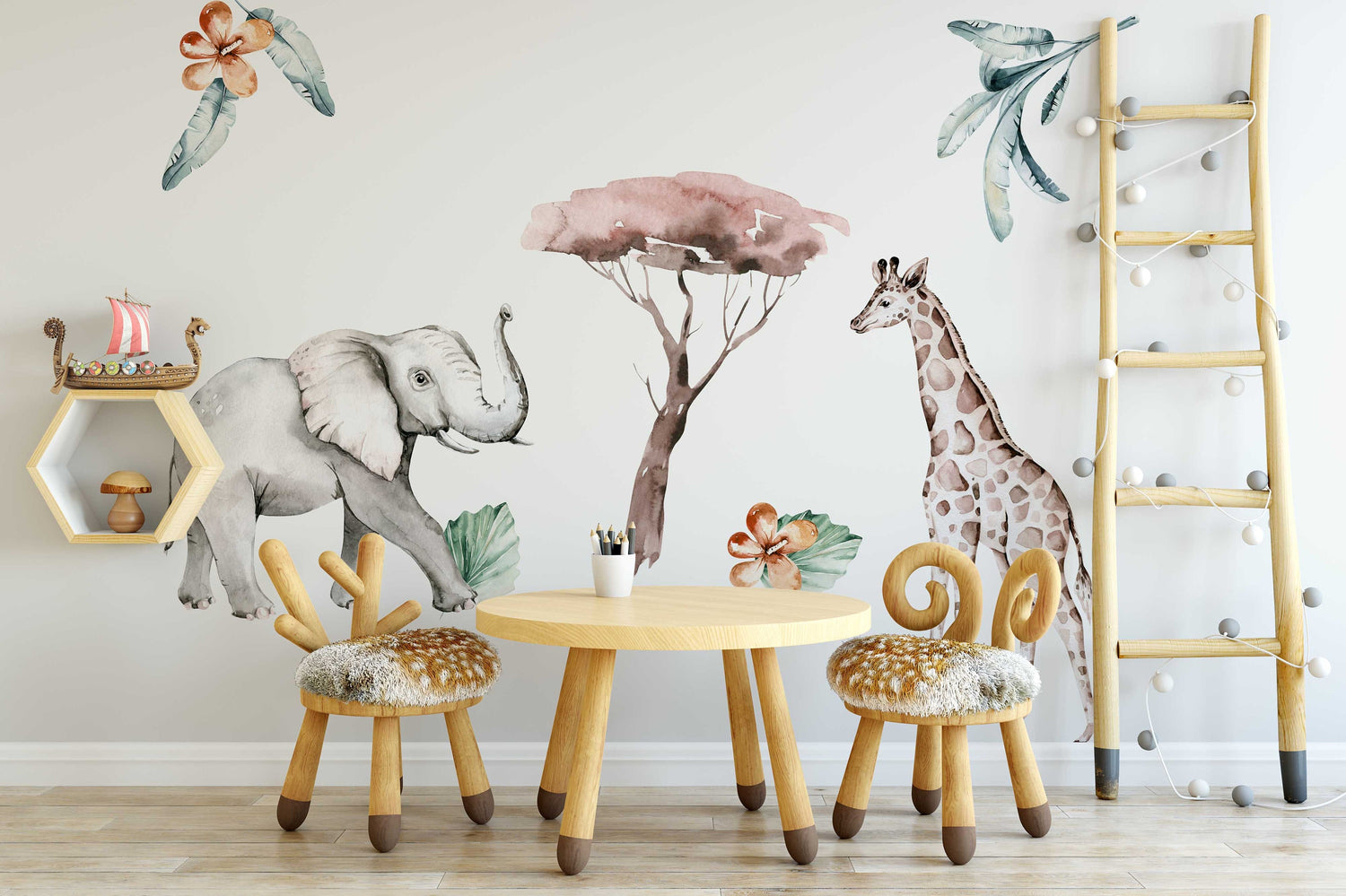 Elephant & Giraffe Children Wall Stickers