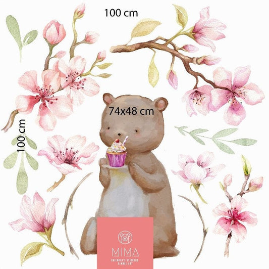 Bear and Flowers Wall Stickers