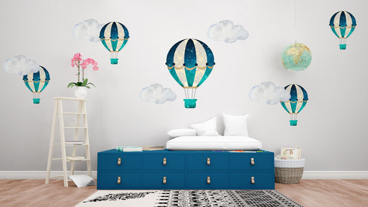 Image Blue Hot Air Balloon Wall Stickers