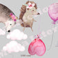 Forest Cute Animals with Pink Balloons