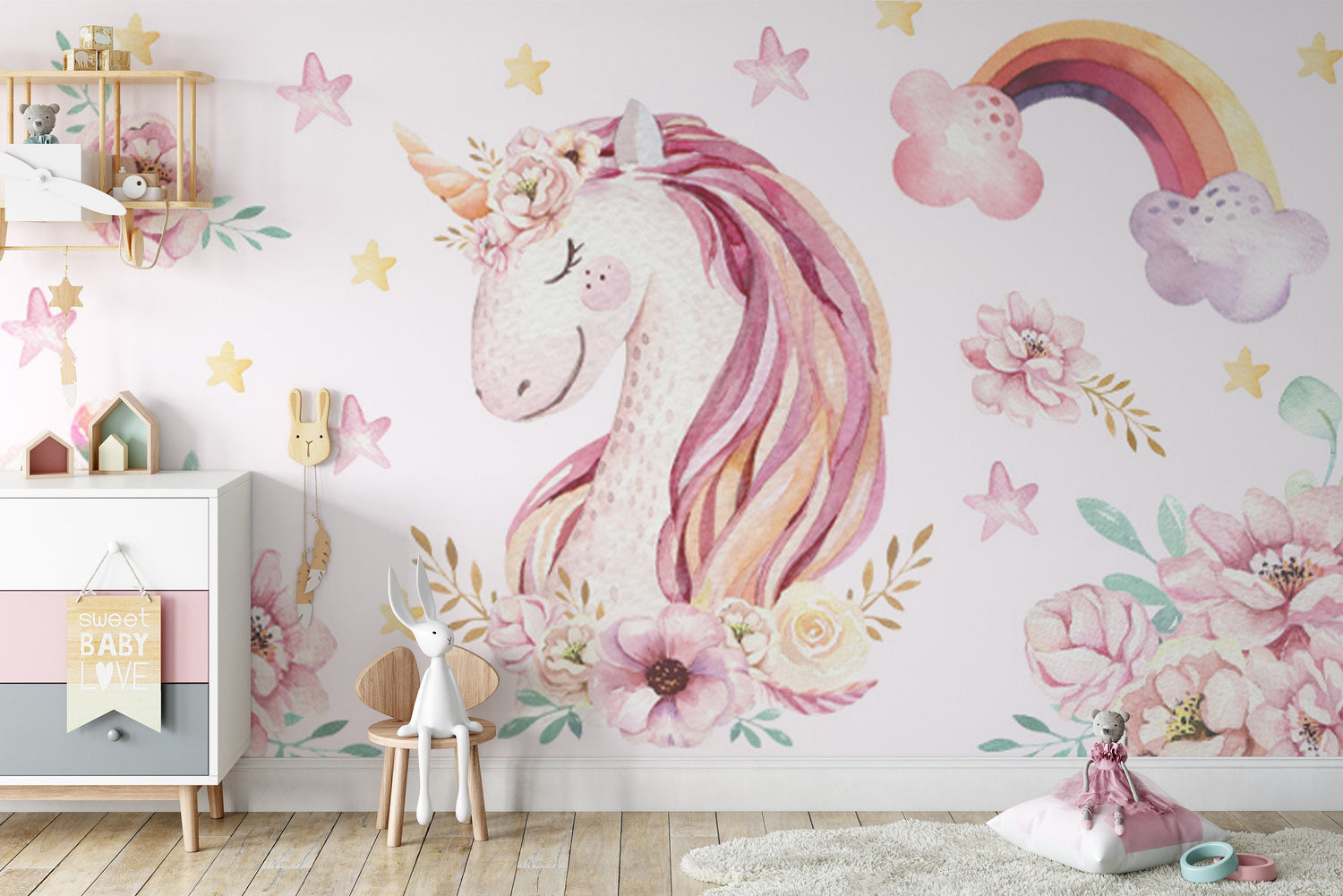 Boho Unicorn Mural Wallpaper