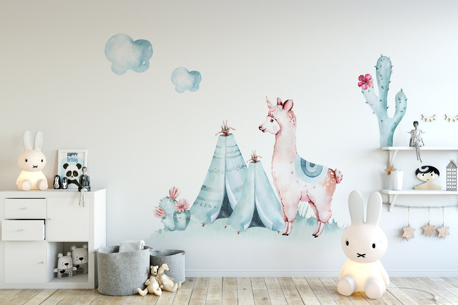 Children's Wall Stickers, Animals, Llama Stickers Girls, Girls Wall Decals, Wall Mural, Nursery Decor, Girls Nursery Stickers