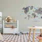 Grey World Map Wall Stickers, Map Decals, Children’s wall stickers, Grey World Map, Modern Kids Bedroom Decor, Peel and Stick