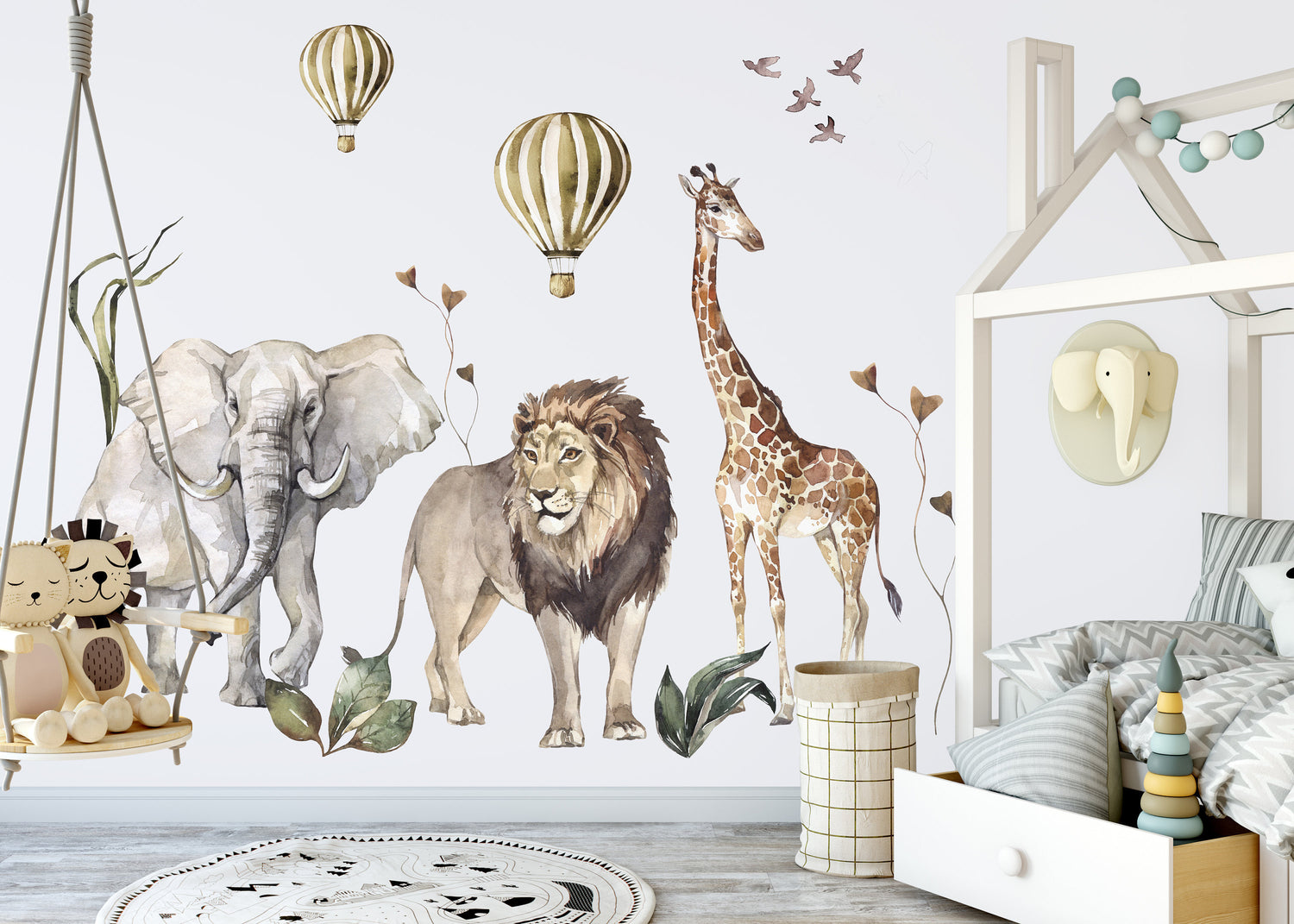 Safari Wall Stickers, BOHO Animals Decals, Childrens Wall Stickers, Jungle safari Wall Stickers, Nursery Decor, Decals