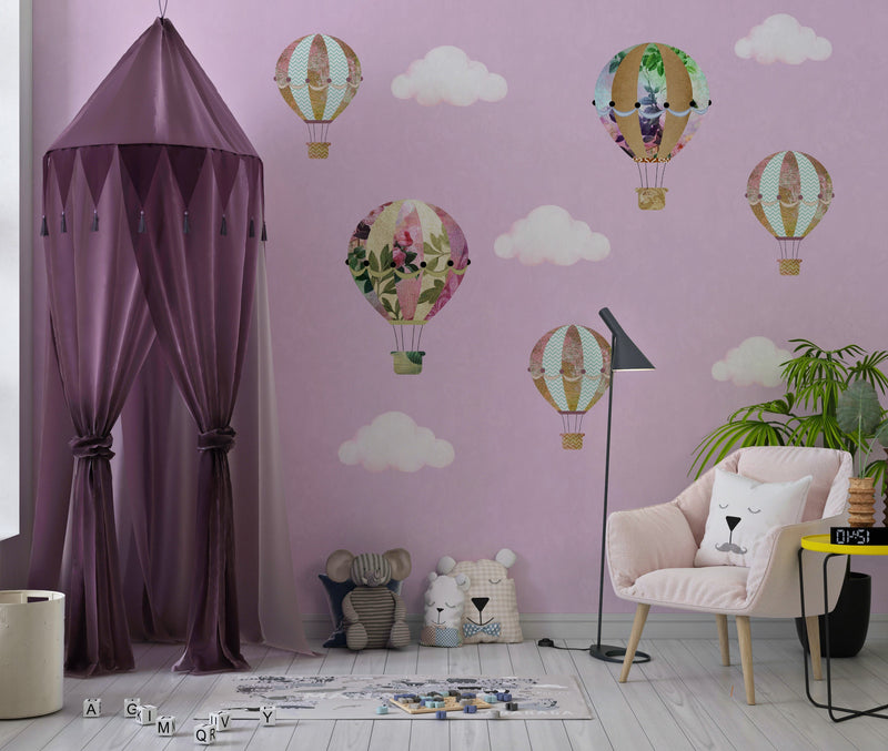 Girls Hot Air Balloon Wall Stickers