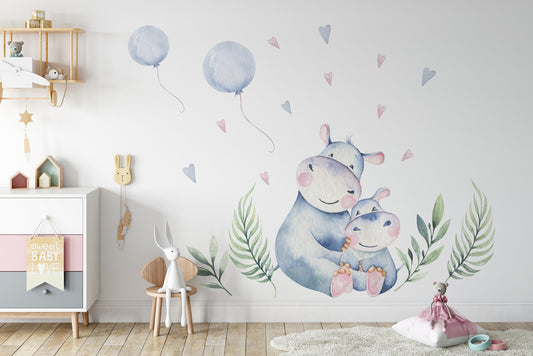 Hippo Family Wall Stickers