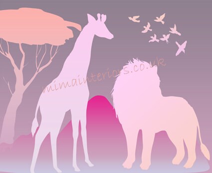 Pink Safari Shadows Wall Mural