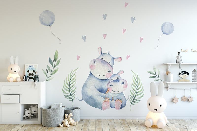 Hippo Family Wall Stickers