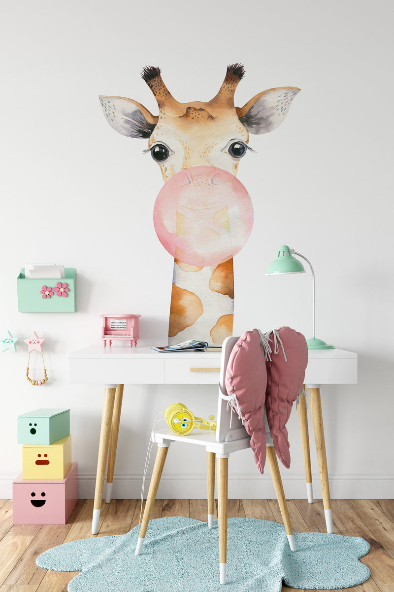 Bubble Gum Giraffe Wall Sticker