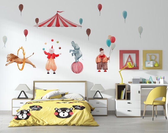 Circus Wall Stickers, Clown Nursery Decals