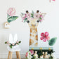 Giraffe and Tropical Flowers Wall Stickers