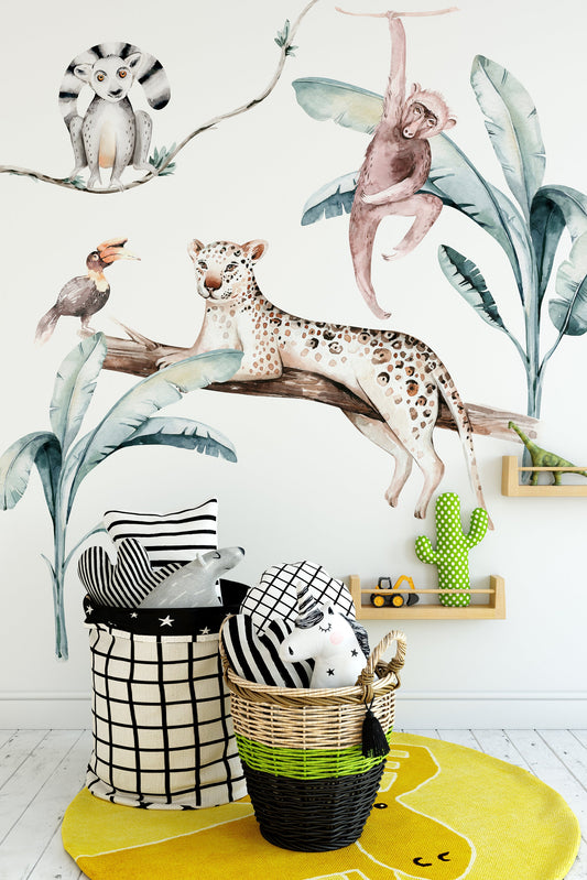 Leopard and Monkey Children Wall Sticker