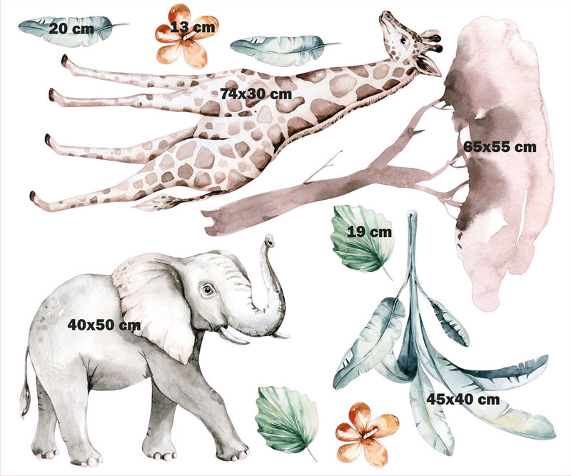 Elephant & Giraffe Children Wall Stickers