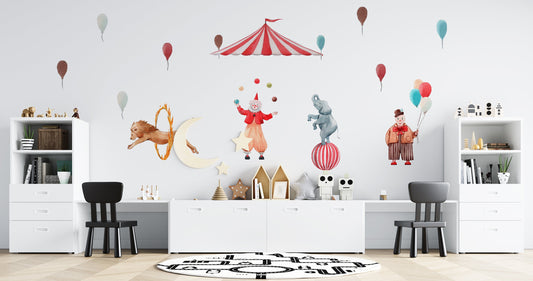 Circus Wall Stickers, Clown Nursery Decals