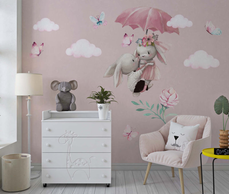 Bunny Rabbit Wall Stickers, Childrens Nursery Decals