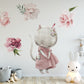 Cat and Flowers Wall Stickers
