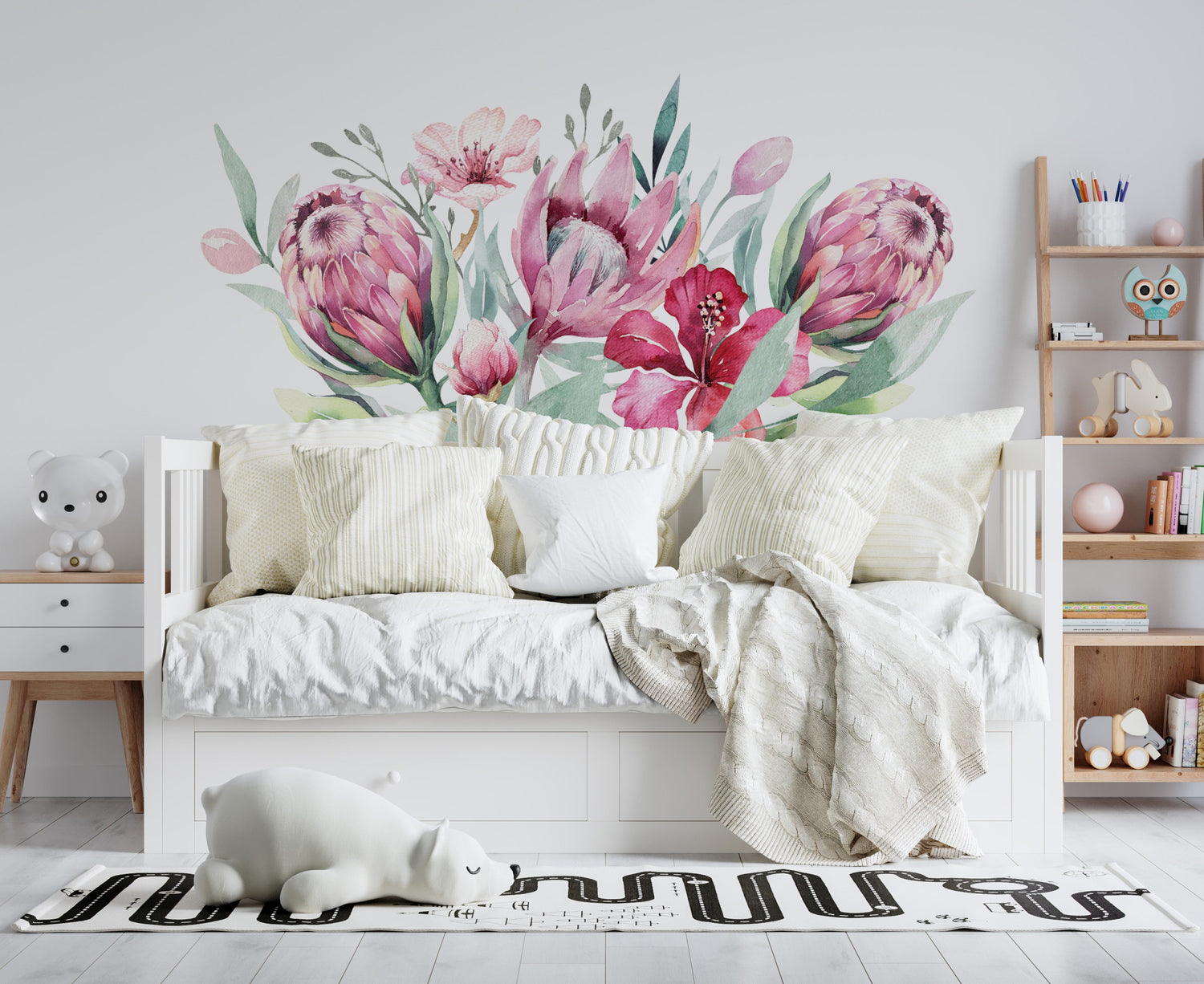 Pink Tropical Flowers Wall Stickers