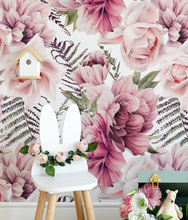 Floral Wallpaper Mural, Peony Flower Wallpaper