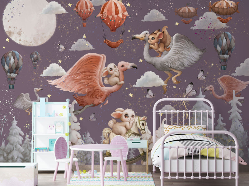 Girl's Mural Wallpaper,  Vintage Girl's Mural