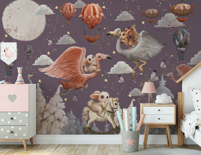 Girl's Mural Wallpaper,  Vintage Girl's Mural