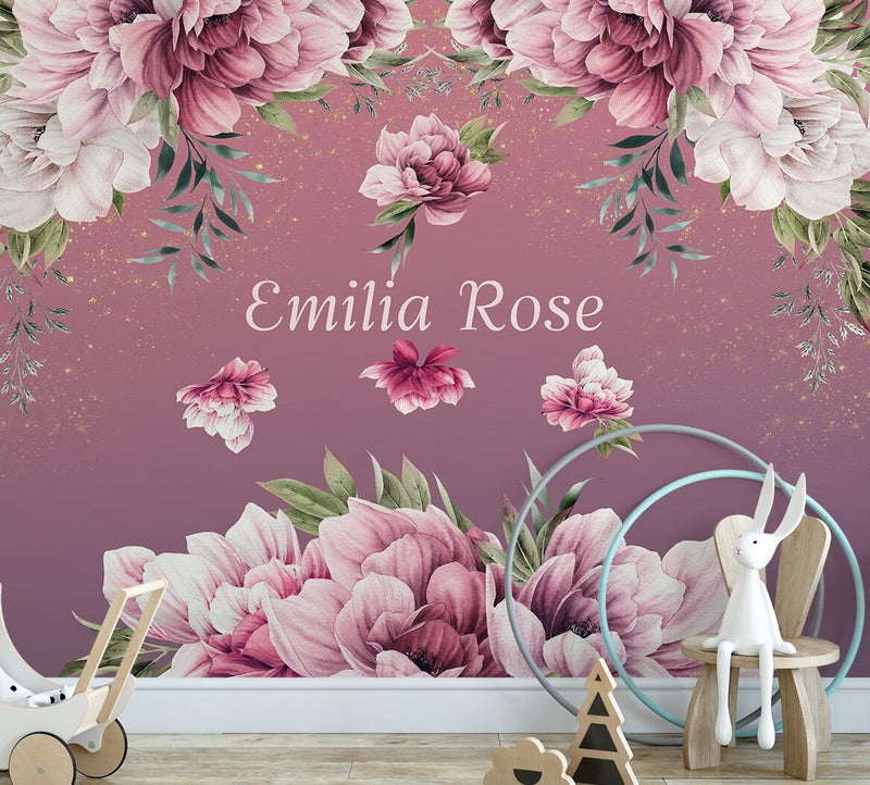 Flower Mural Wallpaper, Personalised Wallpaper