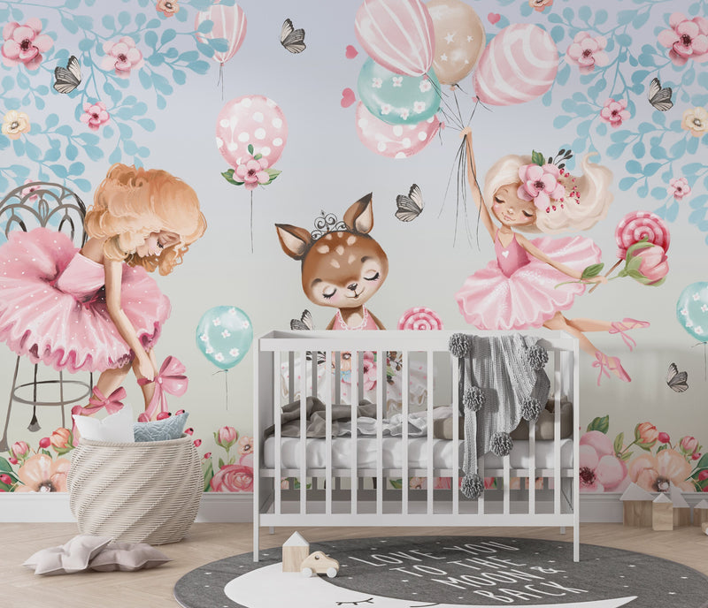 Ballerina Wallpaper, Nursery Girls Wall Mural