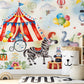 Circus Mural Wallpaper, Clown Wall Mural, Playroom Nursery Decor