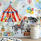 Circus Mural Wallpaper, Clown Wall Mural, Playroom Nursery Decor