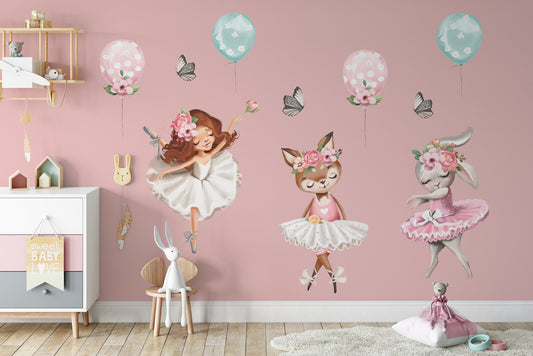 Ballerina Wall Decals, Nursery Wall Stickers, Girls Nursery Decor